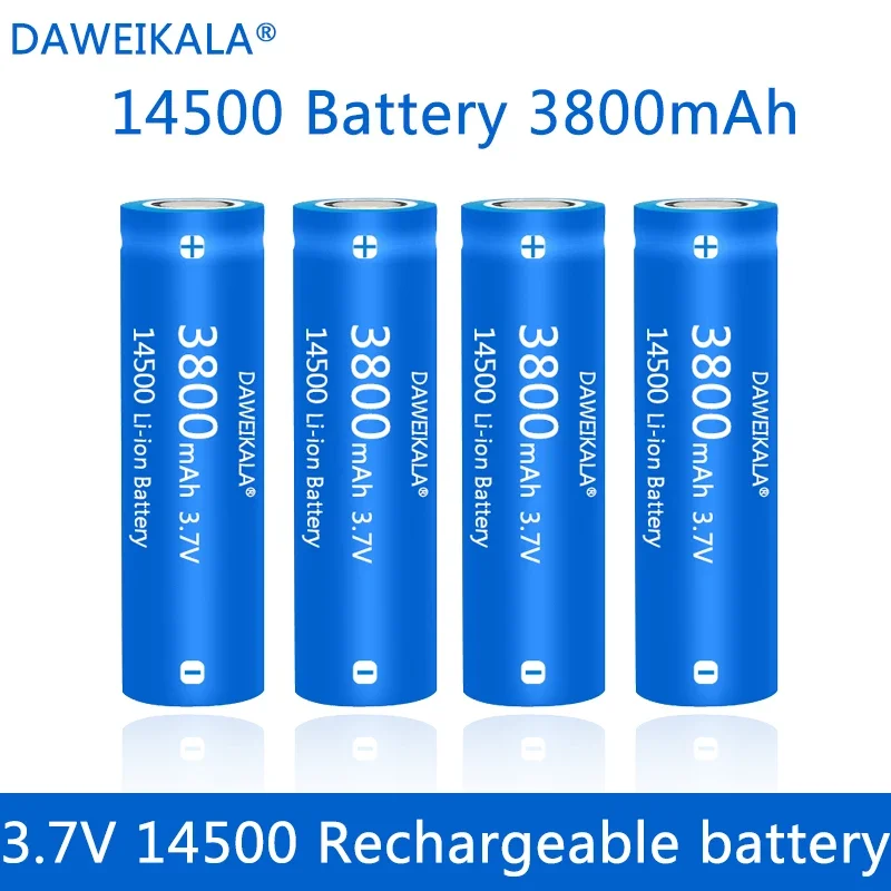 Nueva batería de iones de litio 14500, batería recargable de 3,7 V y 3800mah para linterna, linterna LED, juguetes + cargador: Rojo