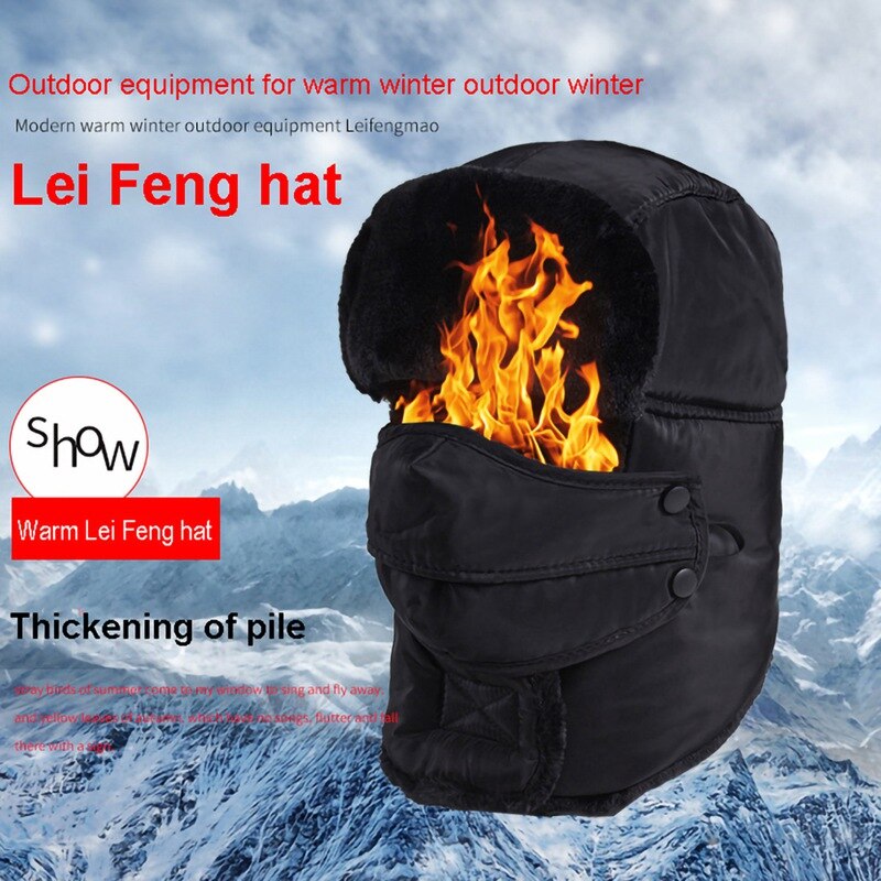 Sombrero de bombardero para hombre y mujer, máscara facial gruesa y esponjosa a prueba de viento, bufanda, gorro, accesorios de ropa de invierno para exteriores