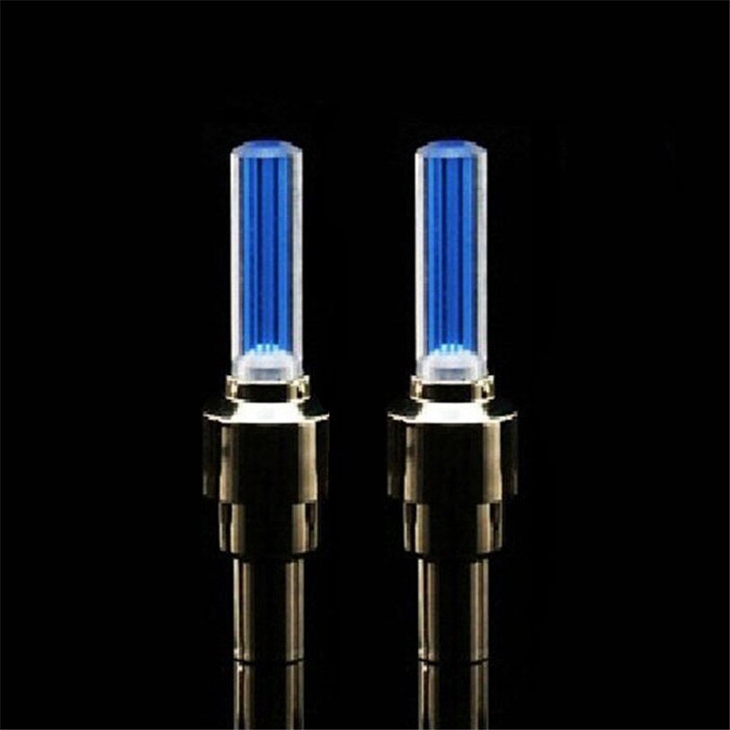 2 Stuks Fiets Fiets Auto Wheel Tyre Tire Valve Cap Led Neon Flash Lamp Licht Blauwe Auto-Styling Motorfiets verlichting