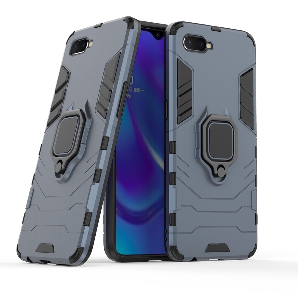 Voor OPPO RX17 Neo Case Siliconen Plastic Hybrid Armor Kickstand Phone Case Voor OPPO RX17 Neo CPH1893 R15X: Blauw