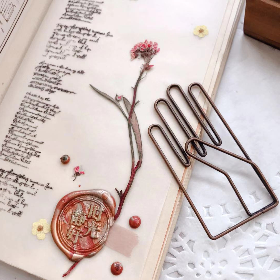 Trombone Vintage en laiton, 5 pièces, trombone en forme de main, -page de livre, mignon Kawaii, collection de fichiers, de bureau pour Notes et lettres: Default Title