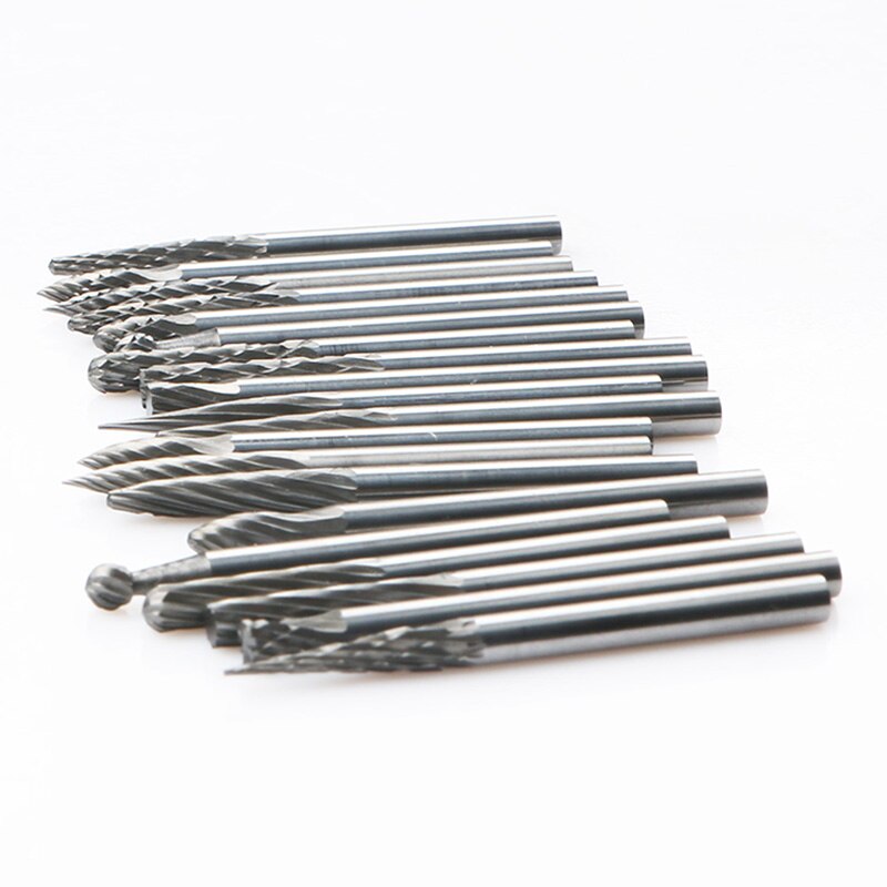 20 stuks/set wolfraamstaal hardmetalen frezen slijpmachine boorbits roterend gereedschap 3mm