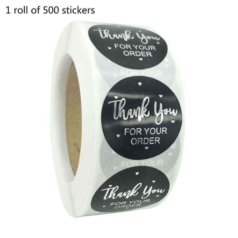 500 stuks bedankstickers van goud en zilverfolie voor een kleine winkel en bruiloft  y5le: 3