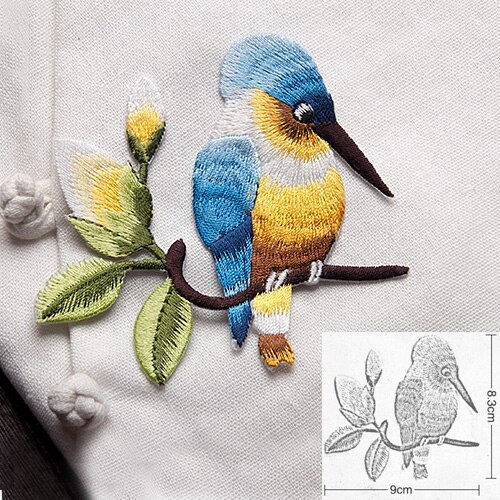 Vogel met Bloem Ijzer op Patches voor Kleding Borduren Applique DIY Hoed Jas Jurk Accessoires Kleding Sticker Strepen Badge: 06