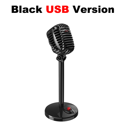 Karaoke Microfoon Wired Studio Hd Noise Cancelling Condensor Tabletop Usb 3.5Mm Mircophone Voor Computer Professionele Retro Mic: Black USB version
