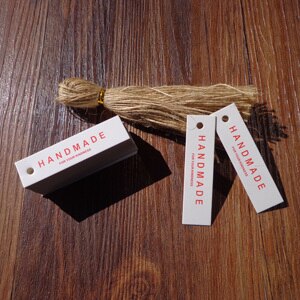 Etiquetas de de papel Kraft hechas a mano, 500 Uds., etiquetas de embalaje de agradecimiento, etiqueta de nota de recuerdo de de boda con cuerdas: Red Handmade