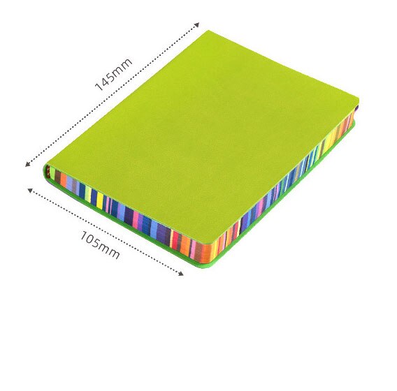 A5/A6 Soft Surface Cute Notebook 100 And Simple Notes With Rainbow Edges Thick Leather Diary Office Stationery: A6-3