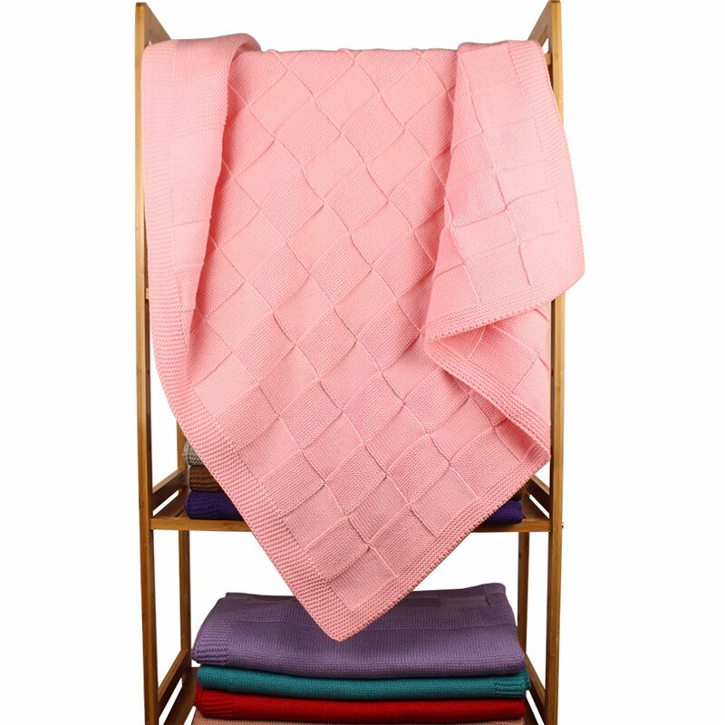 Herfst winter warme kinderwagen hoes deken winddicht quilt zacht rooster baby gebreide hoes deken verdikt effen buiten: Roze