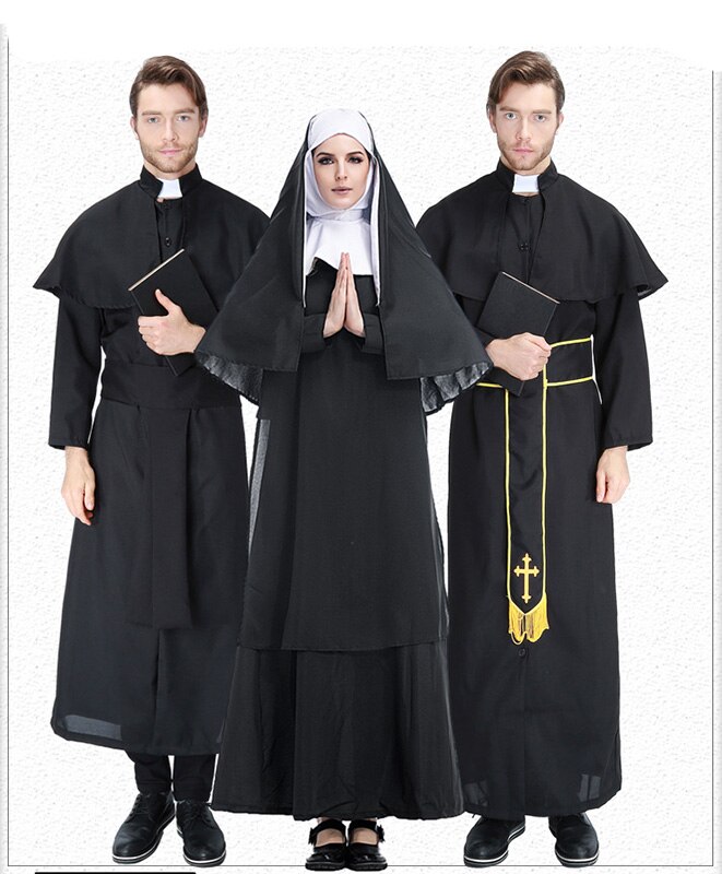 per gli adulti Pasqua Halloween costume Europeo religione Gesù Cristo Uomo Sacerdote padre monaco Cosplay di Carnevale Del Partito Del Vestito Operato