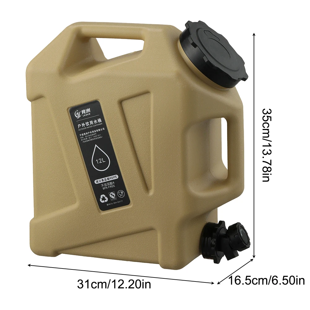 12L Wassereimer Auto Trinkwasserkanister Camping Wasservorratsbehälter mit abnehmbarem Wasserhahn draussen Lager Reise Angeln: Braun