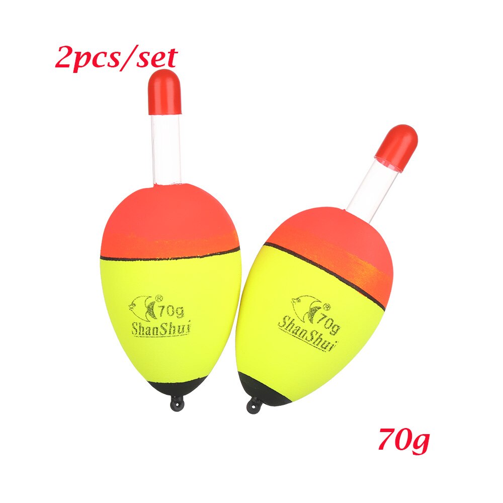 2Pcs EVA Luminous Fishing Night Float Light Stick Foam Plastic Bobber Sea Rock Fishing Striking Floats 5/8/10/15/20/30/40/50/60g: 70g