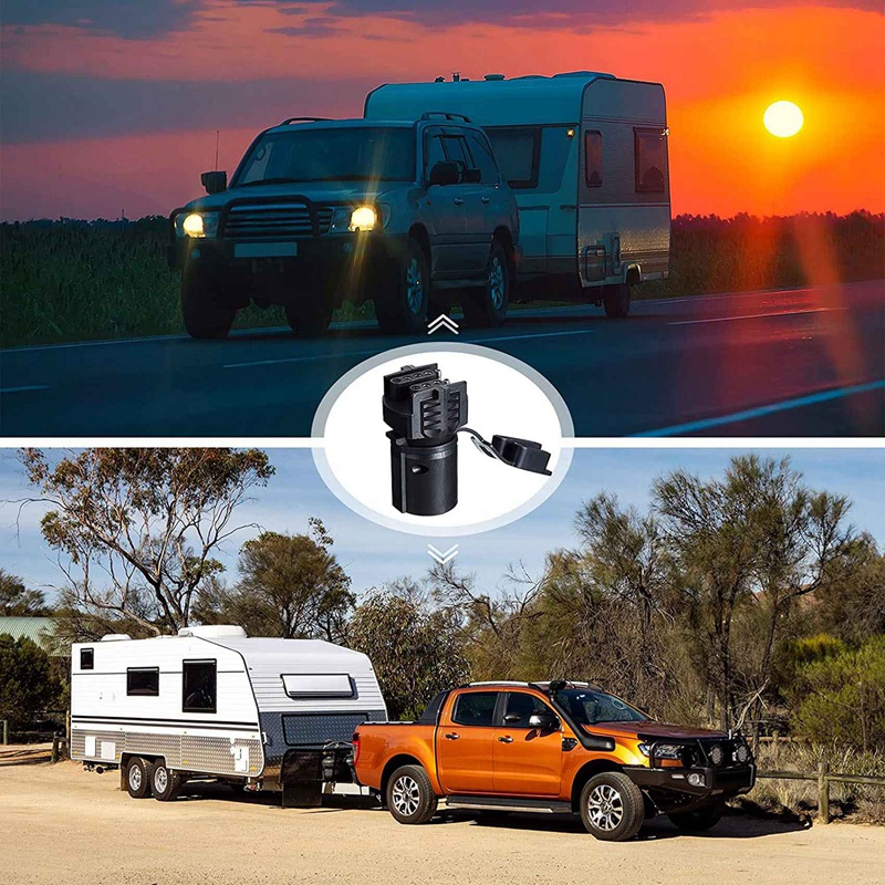 Practical 2 Pieces Trailer Adapter 7 Pin Round To 4 Pin 5 Pin Flat Blade Trailer 7 Way To 4 Way 5 Way Weatherproof Car RV Boat