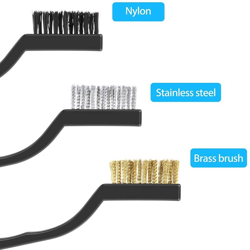 18Pcs Scratch Wire Brushes Stainless Steel Brass and Nylon Brushes Mini Detailing Wire Brush with Handle for Cleaning