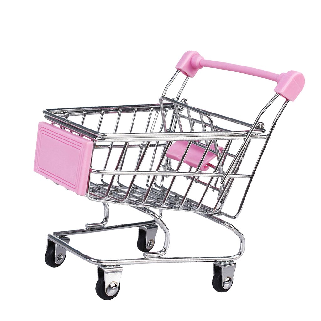 Kids Children Pretend Play Mini Shopping Entertainment Fun Cart Trolley Home Room Office Decor Toy Pink