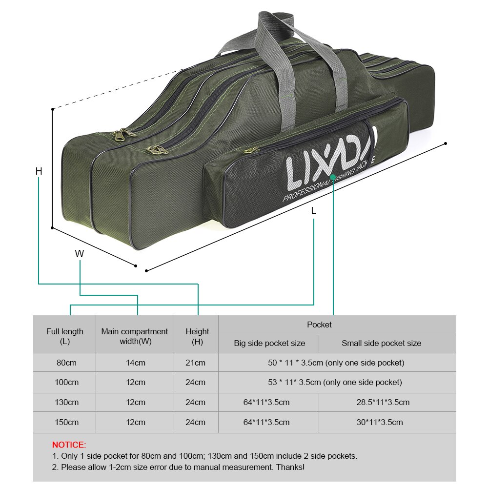 Lixada Fishing Bag Portable Folding Fishing Rod Reel Bag Fishing Pole Gear Tackle Tool Carry Case Carrier Travel Bag Storage Bag