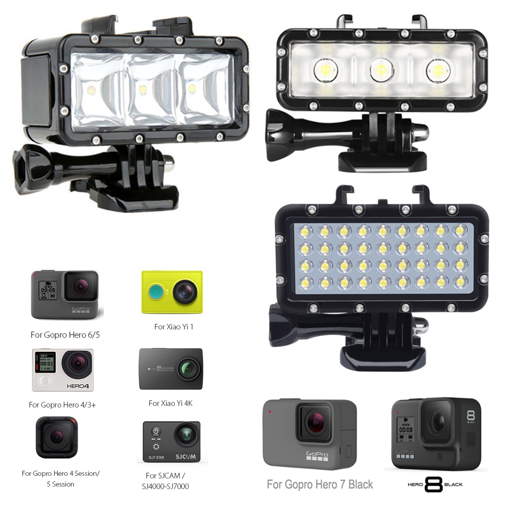 Duiken Led Flash Light Onderwater Video Lamp Voor Gopro Hero 8 7 6 Hero 5 4 4S 3 Voor xiaomi Yi 4K Sjcam SJ4000 SJ6 Mijia Eken H9