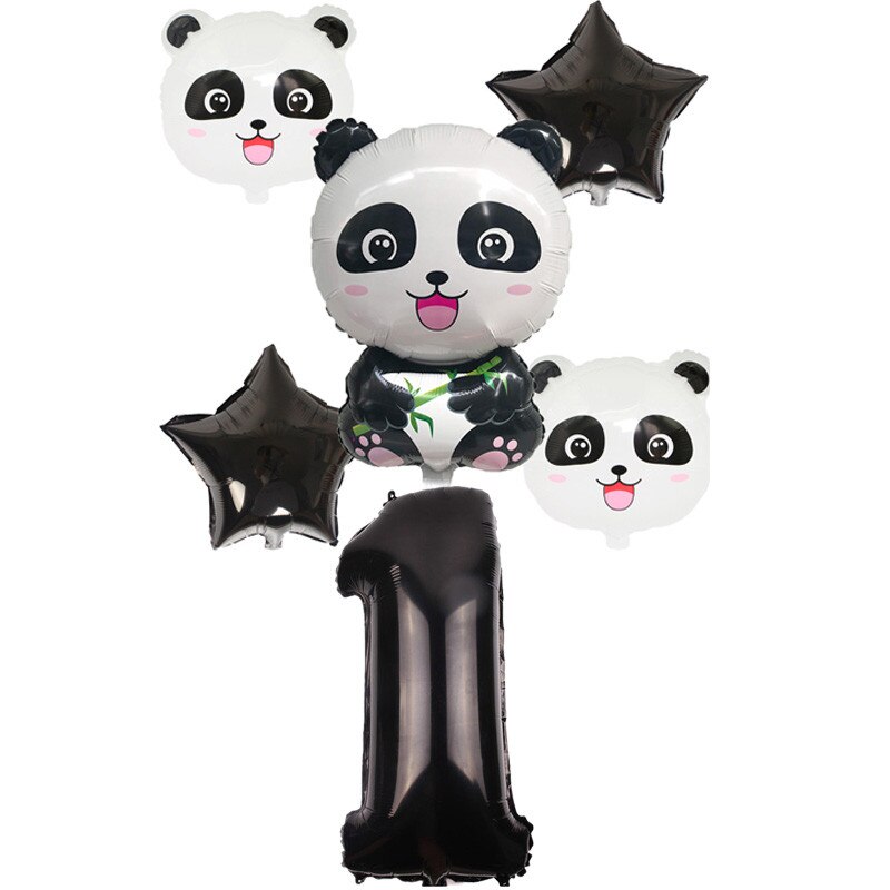 Panda Birthday Balloon Panda Banner Helium Foil Star Number Balloons Birthday Party Decoration Kids Animals Figures Aluminum