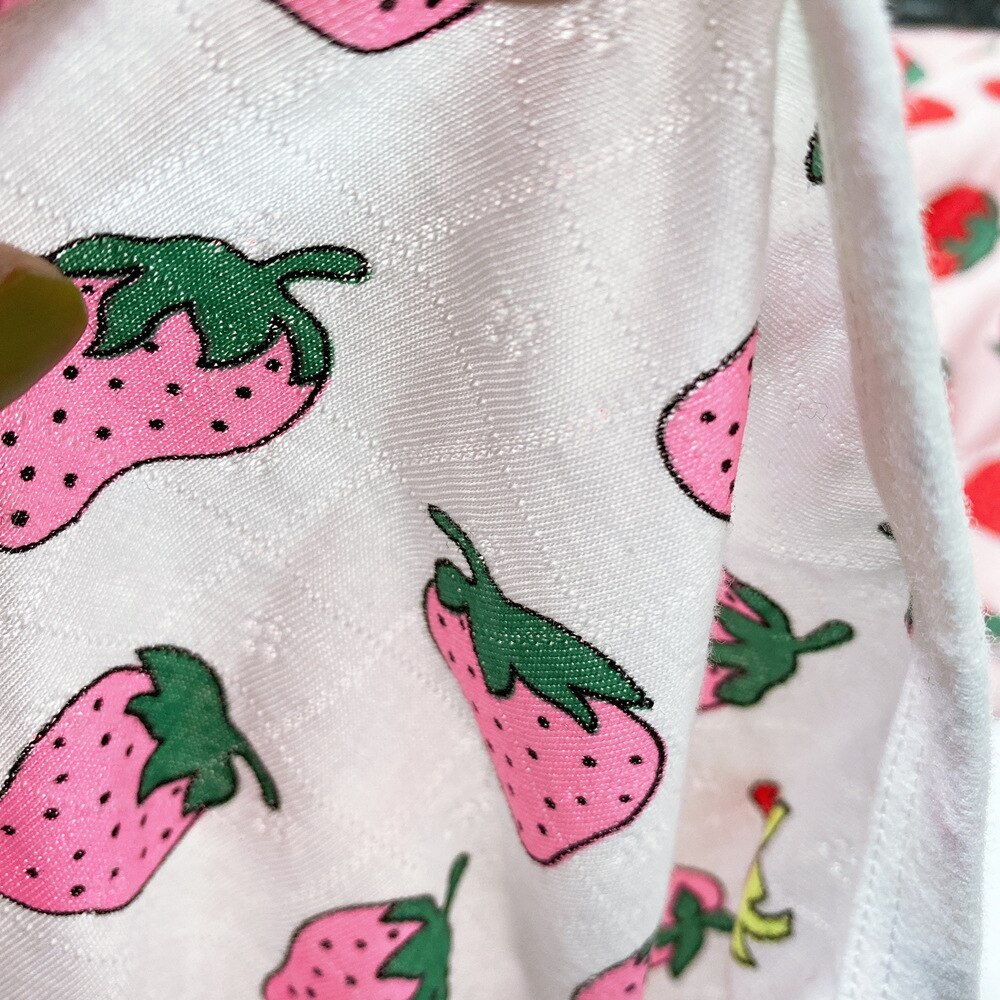 Baby Girls Cotton Nightdress Little Girls Girl Pajamas Dresses Children Strawberry Nightgown Homewear Kids Sleepwear