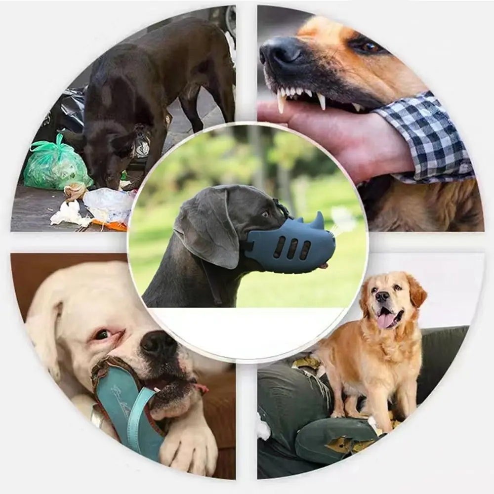 Bozal ajustable para perro, cesta fuerte transpirable de silicona suave para perros pequeños, medianos y grandes, para dejar de morder y masticar