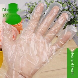 Guantes desechables de plástico transparente de 100 Uds., guantes para cocinar en barbacoa, guantes sanitarios para el baño del hogar para cocinar