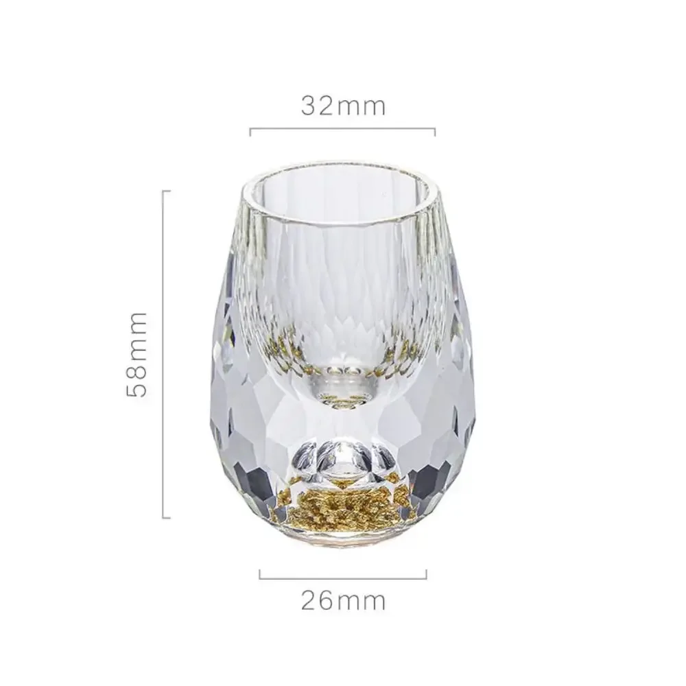 6 stk. luksuriøst krystallglass vodkaglass sake shochu-glass bar likør dobbel bunn gullfolie glasskopp eksklusiv brennevin