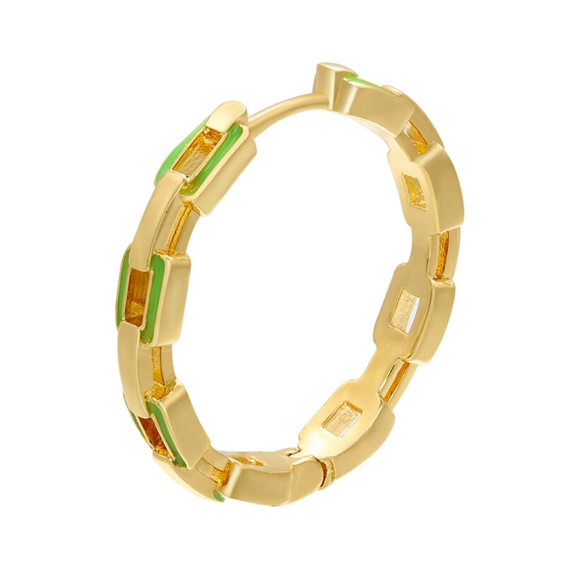 ZHUKOU 1 piece gold/silver color Round big hoop earrings women Enamel hoop earrings Jewelry VE287: gold green