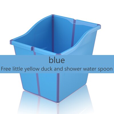 Folding Bathtub Swimming Pool Freestanding Bathtub Bath Bucket Portable Toddler Kids Infant Safety Shower Slide Protection: Blue