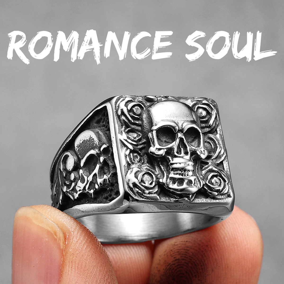 Anillos de calavera jefe vaquero monstruo para hombre, joyería de acero inoxidable para mujer, cosas geniales Punk Vintage, accesorios de , al por mayor: 12 / Rojo