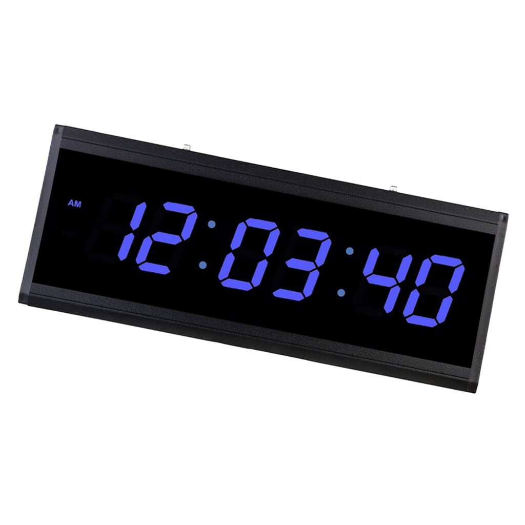 Reloj Digital de pared para el hogar, dispositivo enchufable con pantalla LED grande, para oficina, sala de estar, Hotel, iglesia, escuela, salón, enchufe estadounidense: Blue