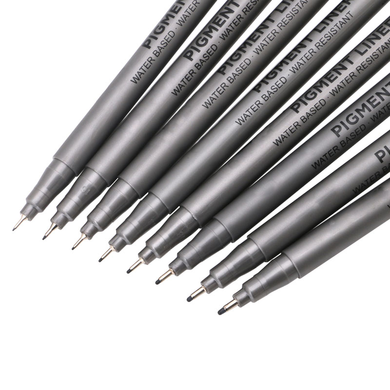 1/8X Black Fine Line Pen Waterproof Writing Marker Sketching Art Pens 0.05-0.8mm JUN-28A