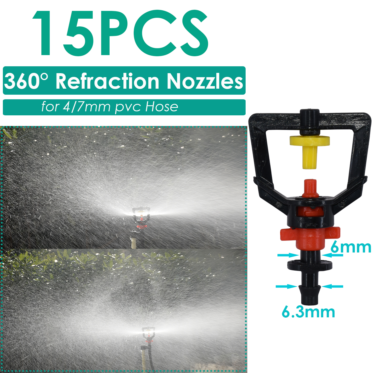 Sprycle Tuin 1/4 ''Gieter Sprinkler Druppelaar Druppelaar Irrigatie Kas Verstelbare Nevel Emitters Micro Spray Roterende Mondstuk: WHITE