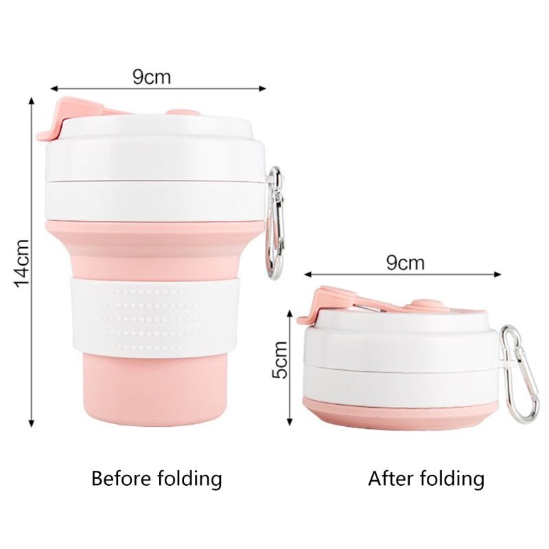 Siliconen opvouwbare reisbeker opvouwbare koffiemok drinkbeker met verstelbare inhoud lichtgewicht bpa voor reizen kamperen