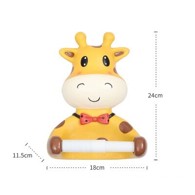 Colgador de toallas para colgar en la pared de perro Giraffe, caja de pañuelos para papel higiénico, decoración de artesanía de resina para restaurante o casa R2034: Amarillo claro