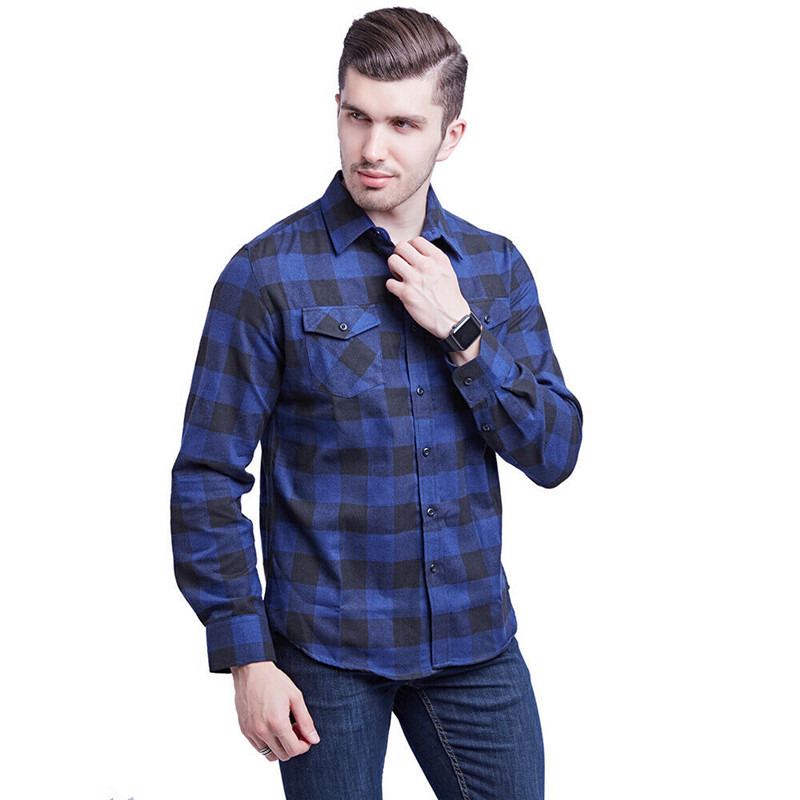 Herfst mannen Katoenen Plaid Shirt Slim Fit Lange Mouw Casual Mannen Tops Shirts mannen Controles Shirt 5 kleuren S-2XL