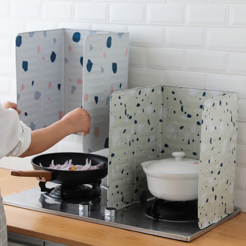 Aluminum Foldable Home Splatter Screens Portable Kitchen Gas Stove Baffle Plate Oil Splash Protection Shield Accessories