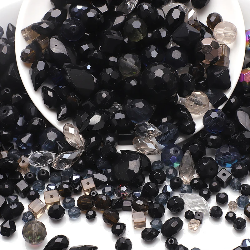 Cuentas de cristal con forma de tamaño mixto, cuentas de vidrio facetadas multicolores, cuentas espaciadoras sueltas para fabricación de joyería, collar de pulsera DIY: Azul cielo