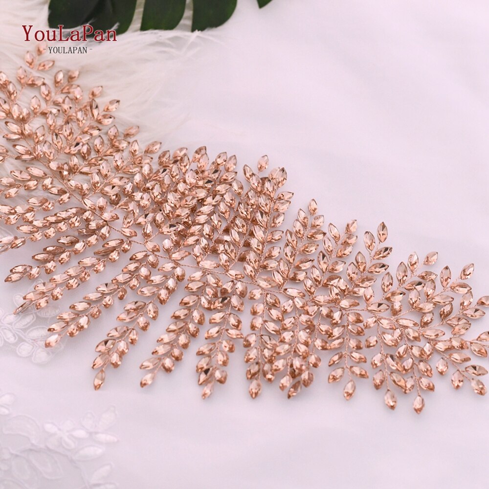 YouLaPan rose cristal bijoux ceinture pour robe formelle rouge brillant ceinture pour femmes ceinture de bal pour robe strass femmes ceinture SH238-P