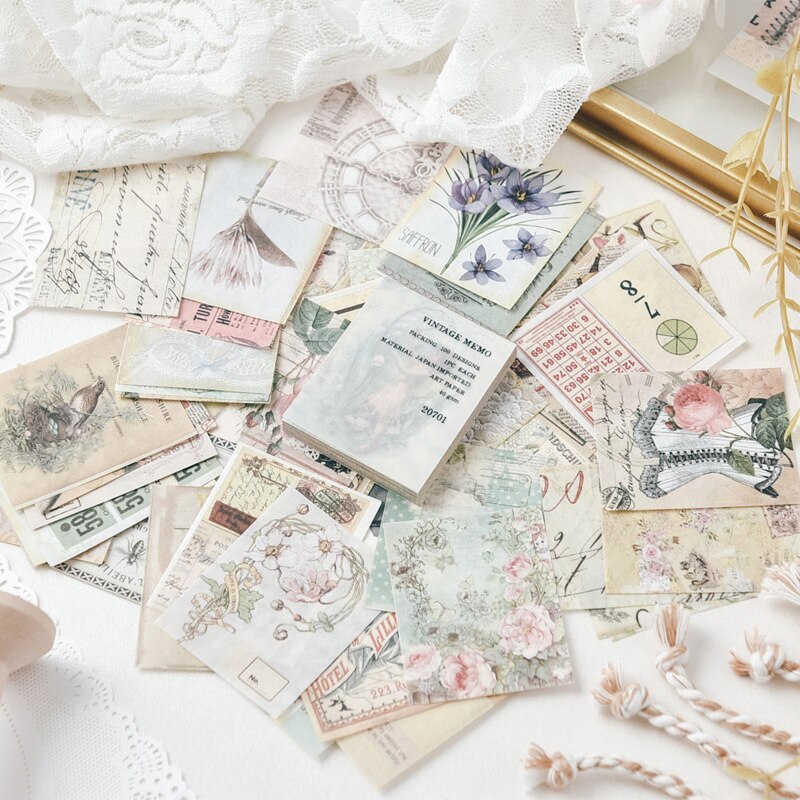 Álbum Vintage de flores y plantas para mujer, papel artesanal, diario de basura, Ephemera, pájaro Retro, álbum de papel artesanal, Material de álbum de recortes, 100 Uds.
