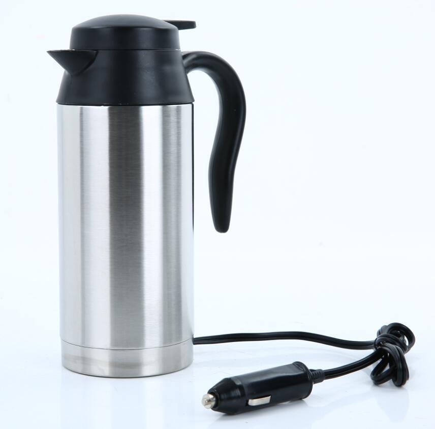 Hervidor eléctrico de acero inoxidable de 12V, 750ml, viaje en coche, café, té, taza calentada, Motor, agua para uso en coches o camiones