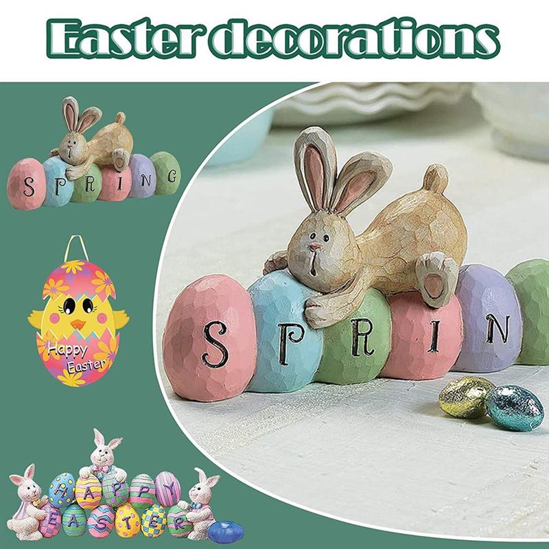 Style Easter Spring Bunny Decoration Tabletop Cute Craft Easter Bunny Figures Farmhouse Festival Decor Accessories
