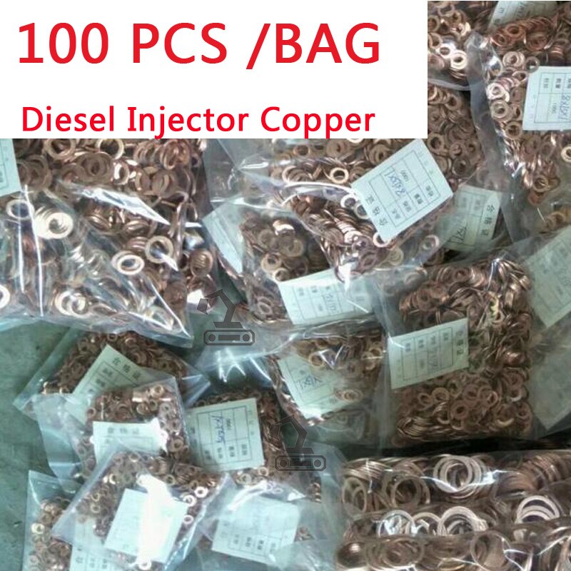 100pcs Diesel Common Rail Injector Nozzle Adjusting Copper Washer Seal Ring Gaskets Pad For All Brands Injectors