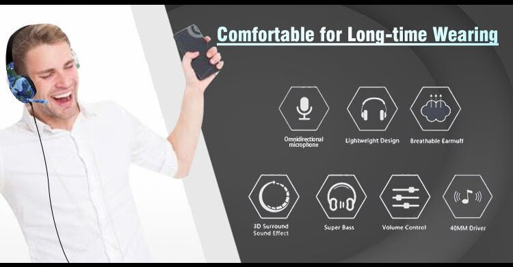 Gaming Headset Head-mounted Gaming Headset Stereo Bass Sound Headsets with Mic LED light for PS4 Computer PC Gamer