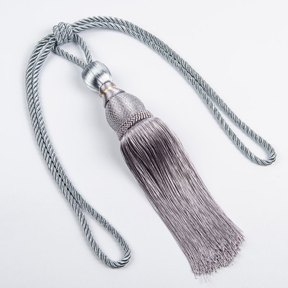 No Installation Curtain Tassels Tieback Polyester Yarn Punch-free Tassel Curtain Ties Gold Wire Hanging Ball Multicolor: WHITE