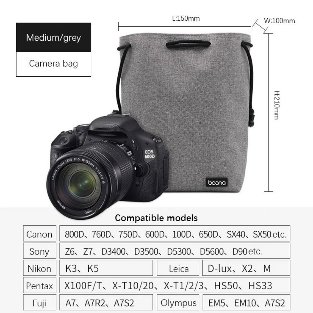 Adjustable Strap Camera Storage Bag Inner Bag Dustproof DSLR Drawstring Bag Handbag Waterproof Photography Protective Bag