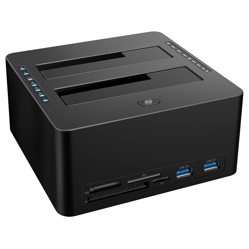 Hard Drive Card Reader External Triple SATA IDE HDD Docking Station for 2.5/3.5 Inch SATA HDD Standalone Cloner: Black us plug