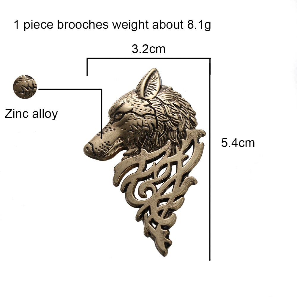 Insignia de lobo Punk para hombre, broche de solapa, Pin de camisa, traje, Collar, joyería, decoración artesanal