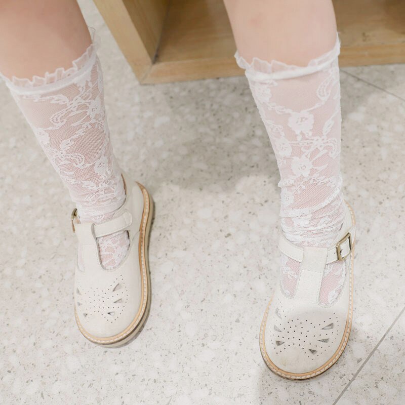 White Lace Baby Knee High Socks Summer Breathable Mesh Socks Solid Color Kids Girls Long Socks