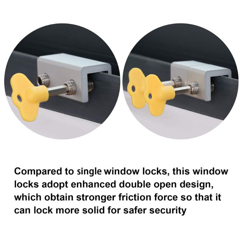 1Set Adjustable Sliding Window Locks Stop Aluminum Alloy Door Frame Security Lock with Keys Home Office Safety window Lock