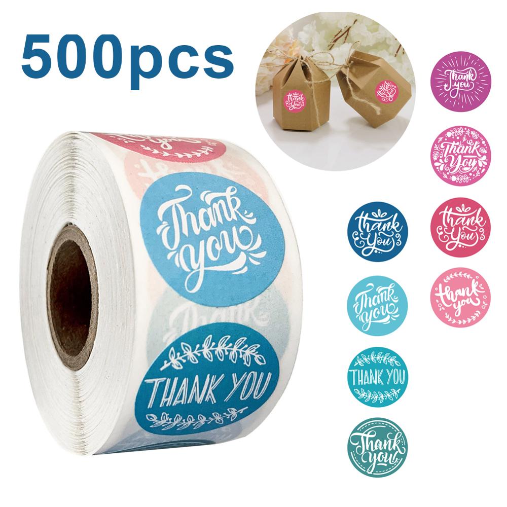 Stijl 1 Inch Dank U Sticker / 8 Verschillende 500 Stickers Per Rol Toepasselijk Om Cadeau Verpakking Gereedschappen