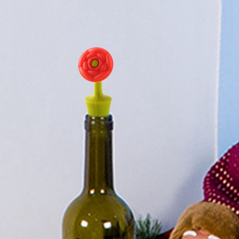 1Pc Silicone Flower Shaped Wine Stoppers Leak Wine Beer Bottle Cork Stopper Plug Wine Bottle Sealer Cap Barware Bar Kitchen Tool